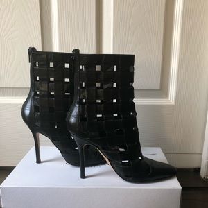 Manolo Blahnik Leather Pointed Toe Booties